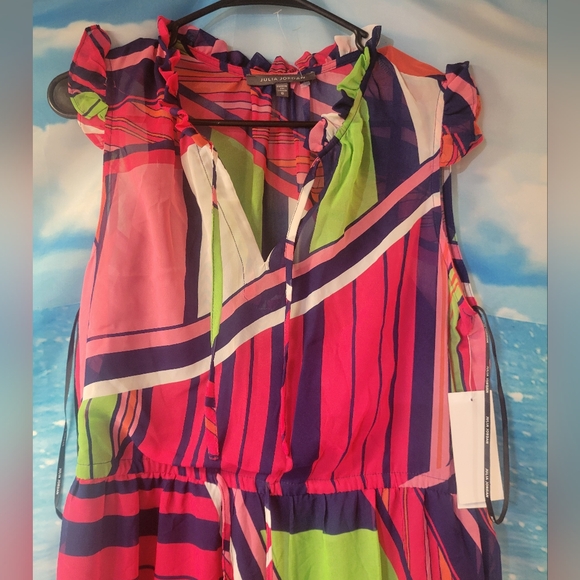 Julia Jordan NWT Women's Printed Ruffle-Neck Tie-Waist‎ Midi Dress size 8 - Picture 4 of 8